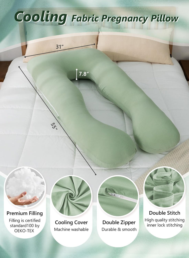Pregnancy Pillow, U Shaped Pregnancy Pillows for Sleeping Cooling, 55 Inch Maternity Pillow for Pregnant Women, Body