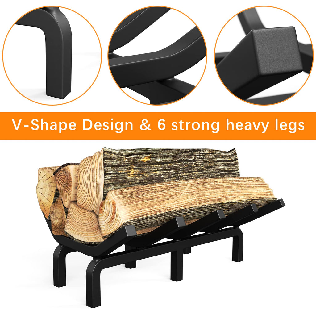 Fireplace Grate Fireplace Log Holder Solid Steel Heavy Duty Firewood Log Burning Rack Fire Grates for Outdoor