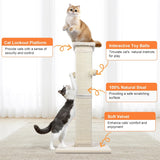 Cat Scratching Post 33 Inch Nature Sisal Cat Scratch Post for Indoor Cats, Large Cat Scratcher Protect Your Furniture