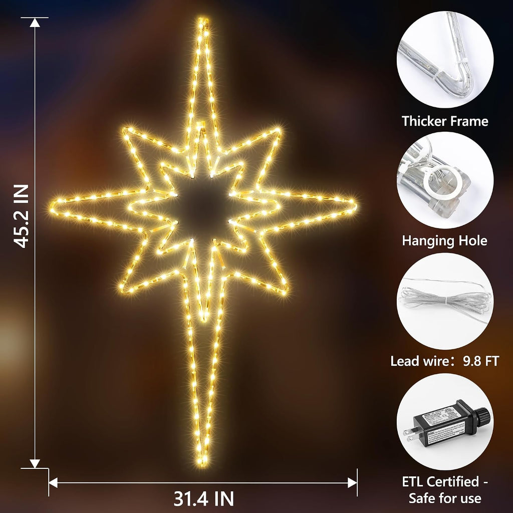 45IN Christmas Lights Outdoor Waterproof Super Bright Bethlehem Star