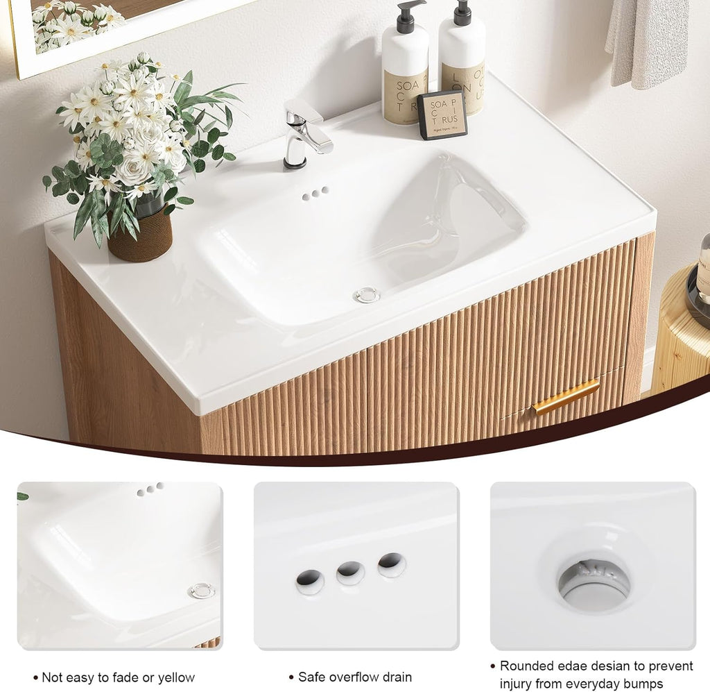 32" Bathroom Vanity with Sink, Free Standing Single Vanity Set with 2 Drawers & 2 Doors