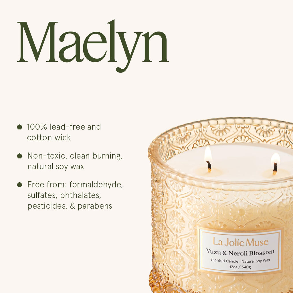 Yuzu & Neroli Scented Candles, Natural Soy 2-Wick