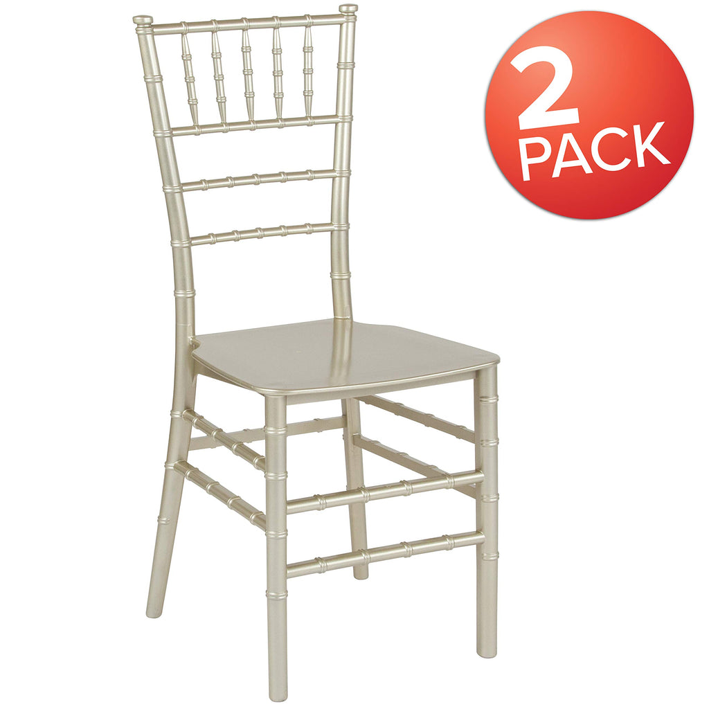 2 Pack HERCULES Series Champagne Resin Stacking Chiavari Chair