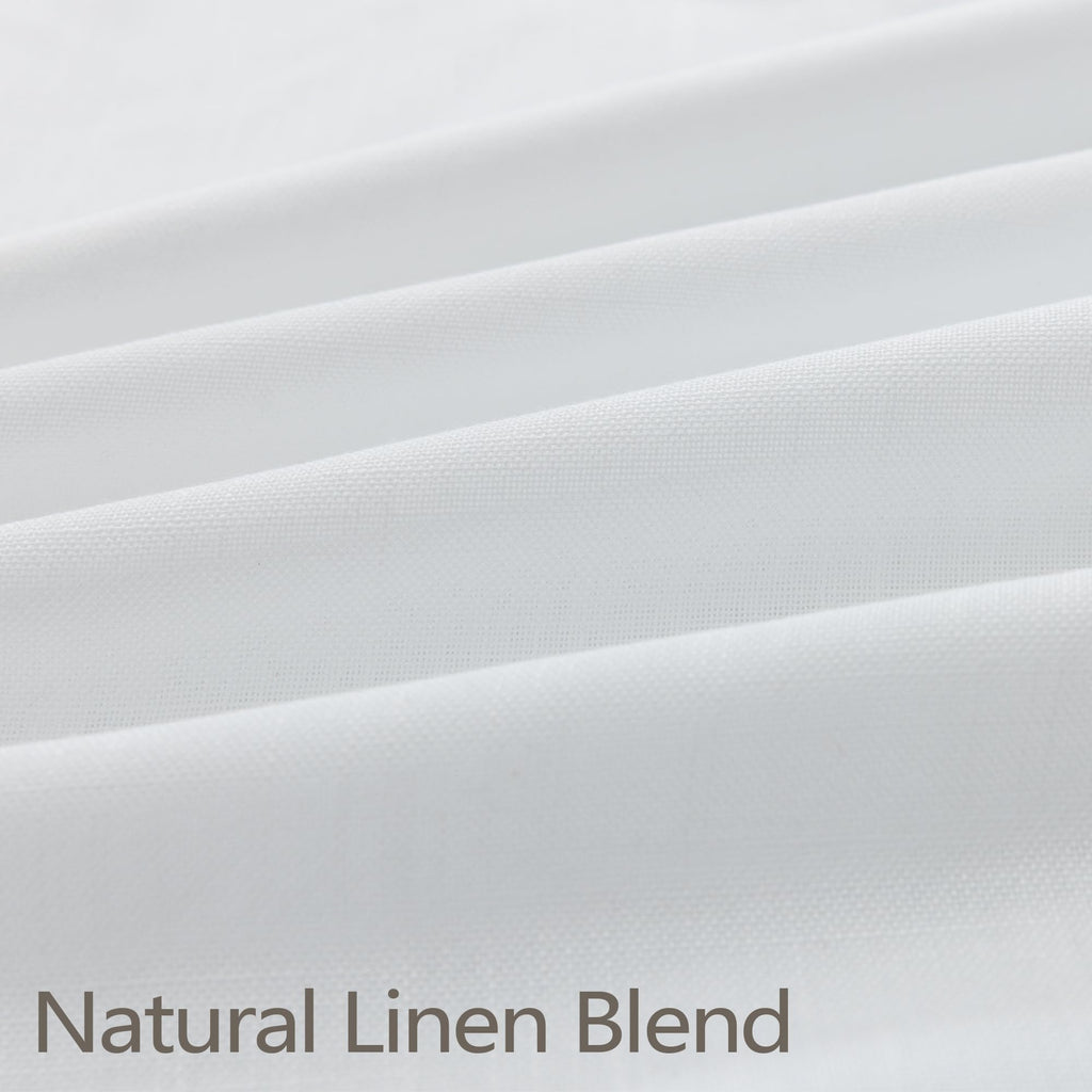 White Cafe Curtains 48 Inch Length for Windows Set 2 Panel Pinch Pleated Back Tab Short Thick Sheer Linen White