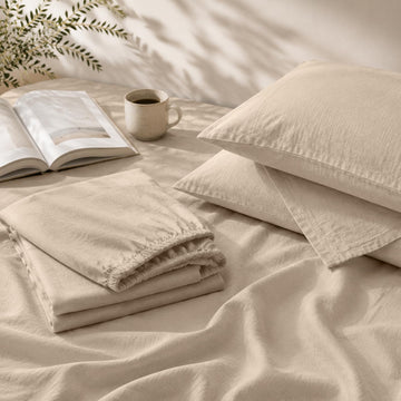 100% French Linen Sheets, 4 Pcs, 16" Deep Pocket