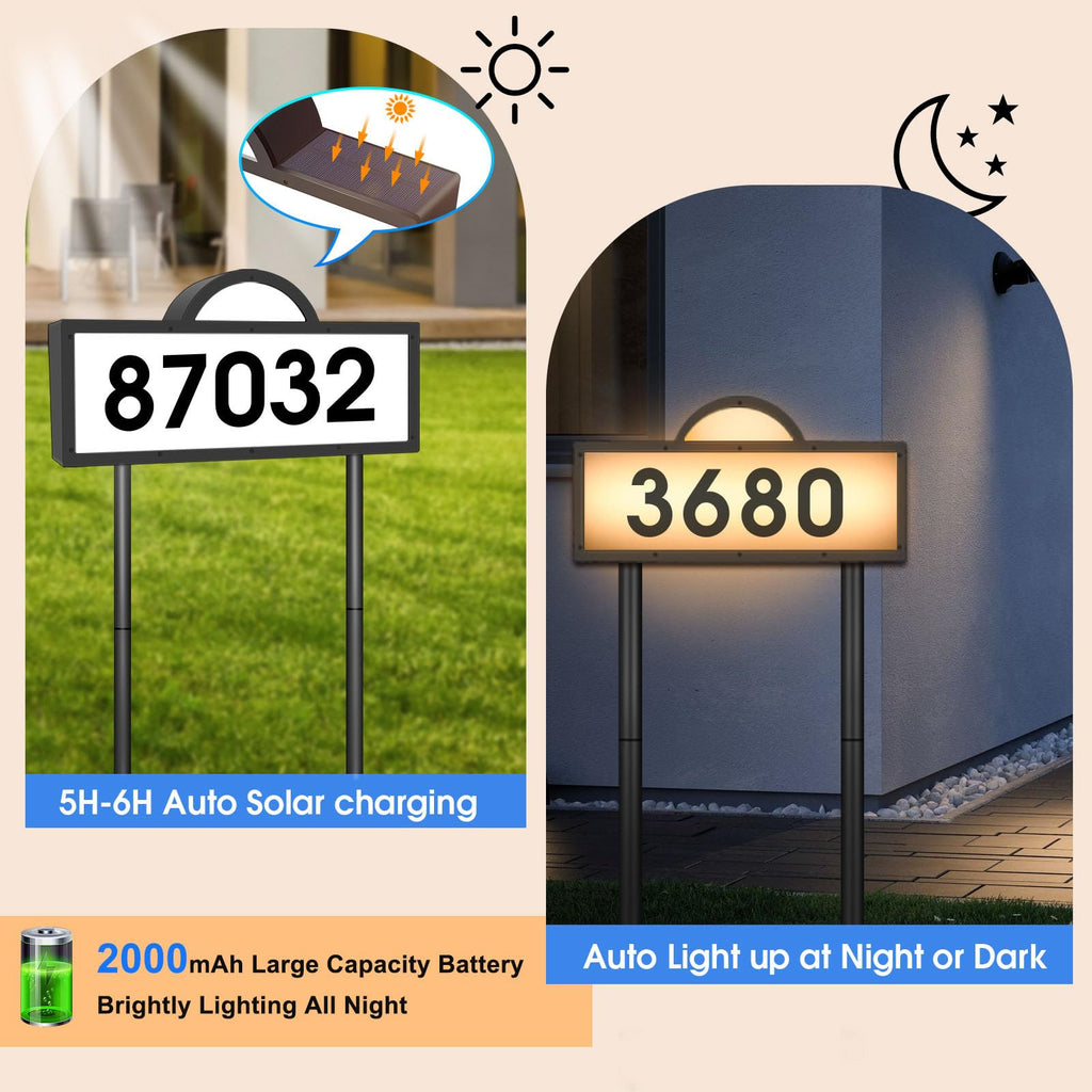 Large Address Numbers, Solar Powered, Wall Mounted & in Ground