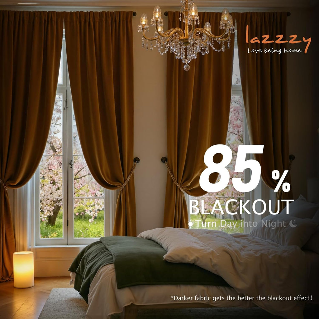 Velvet Blackout Curtains Thermal Insulated Room Window Drapes Super Soft Luxury Curtains for Living Room Bedroom Rod