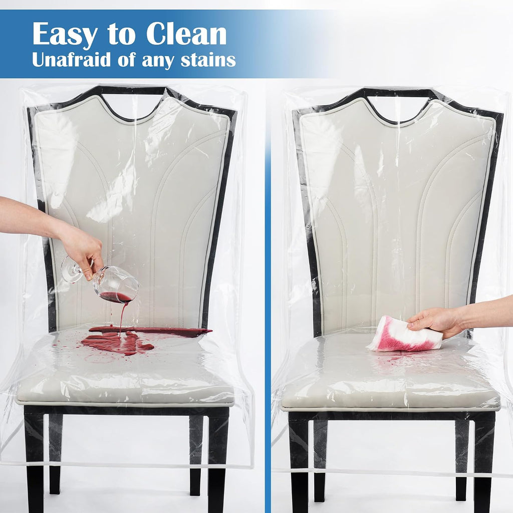 Dining Chair Covers, Waterproof Kitchen Chair Protectors, Clear Plastic Seat Chair Protector, Keep Your Chair Away from
