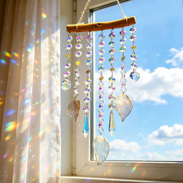 13inch Crystal Leaf Suncatcher for Window Hanging