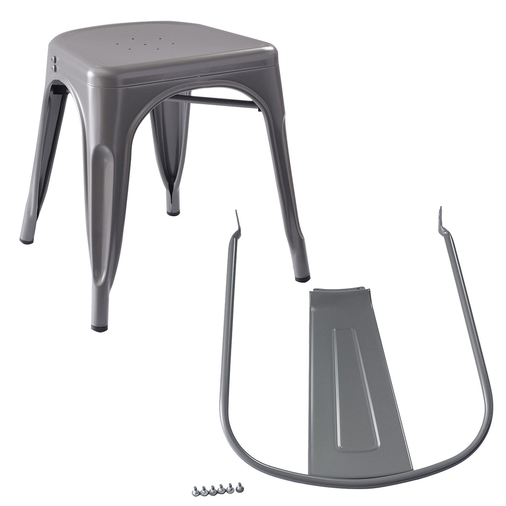 Metal Dining Chairs, Easy to Assemble, Indoor/Outdoor, Stackable, 330-Pound Capacity, Dark Gray, 4-Pack, 20.1 x 17.1