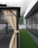 GarveeLife Hardtop Gazebo 10 ft x14 ft for All Weather, with Double Metal Roof, Aluminum Alloy Frame, Net, and Curtain