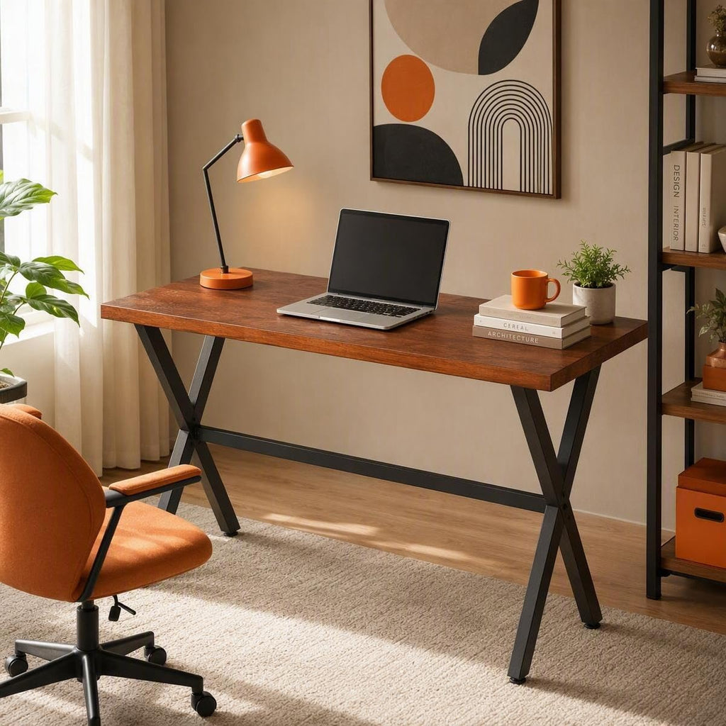 Bar Table, 55.2"L×41.3"H, Rectangular Console Table for Narrow Space, X-leg