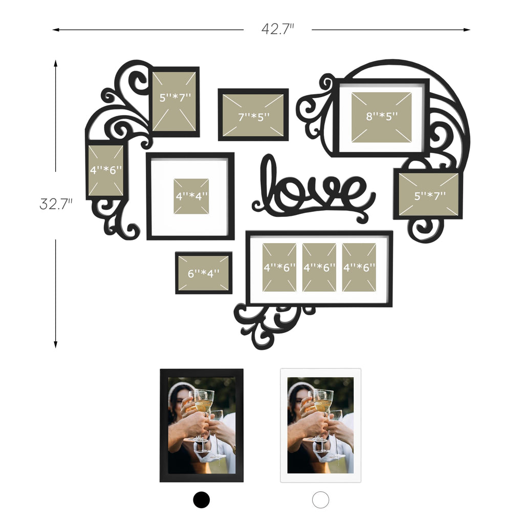 Photo Frame | Plaque College Frame - Valentine Wall Decoration Combination - Brown PVC Picture Frame Selfie Gallery
