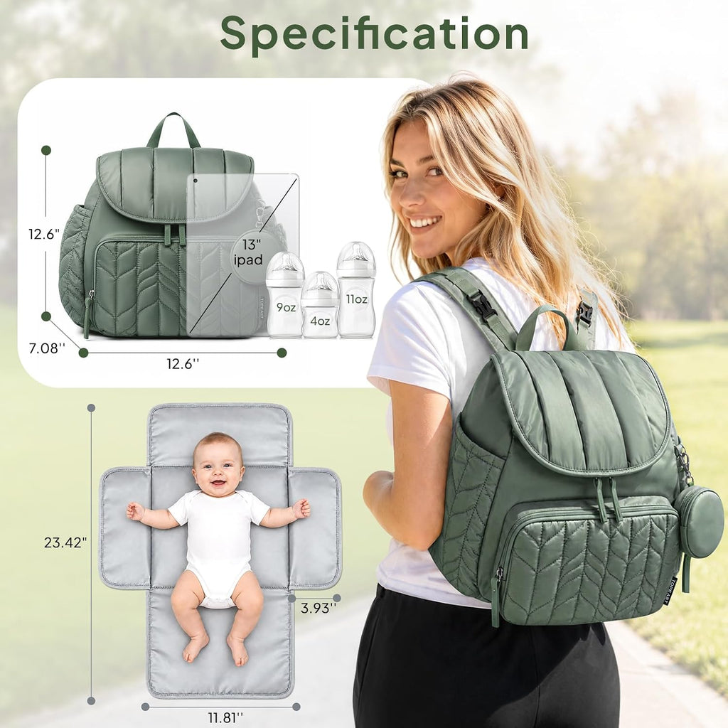 Small Diaper Bag Backpack, 18L Lightweight Baby Travel Bag