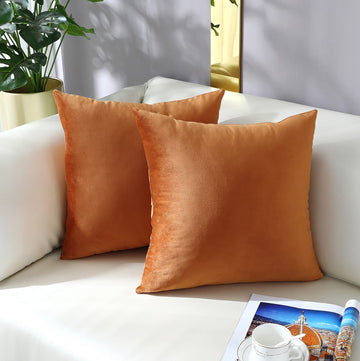 Comfy Terracotta Throw Pillow Covers Decorative Square Solid Thick Velvet Super Soft Cushion Cases Home Decor for