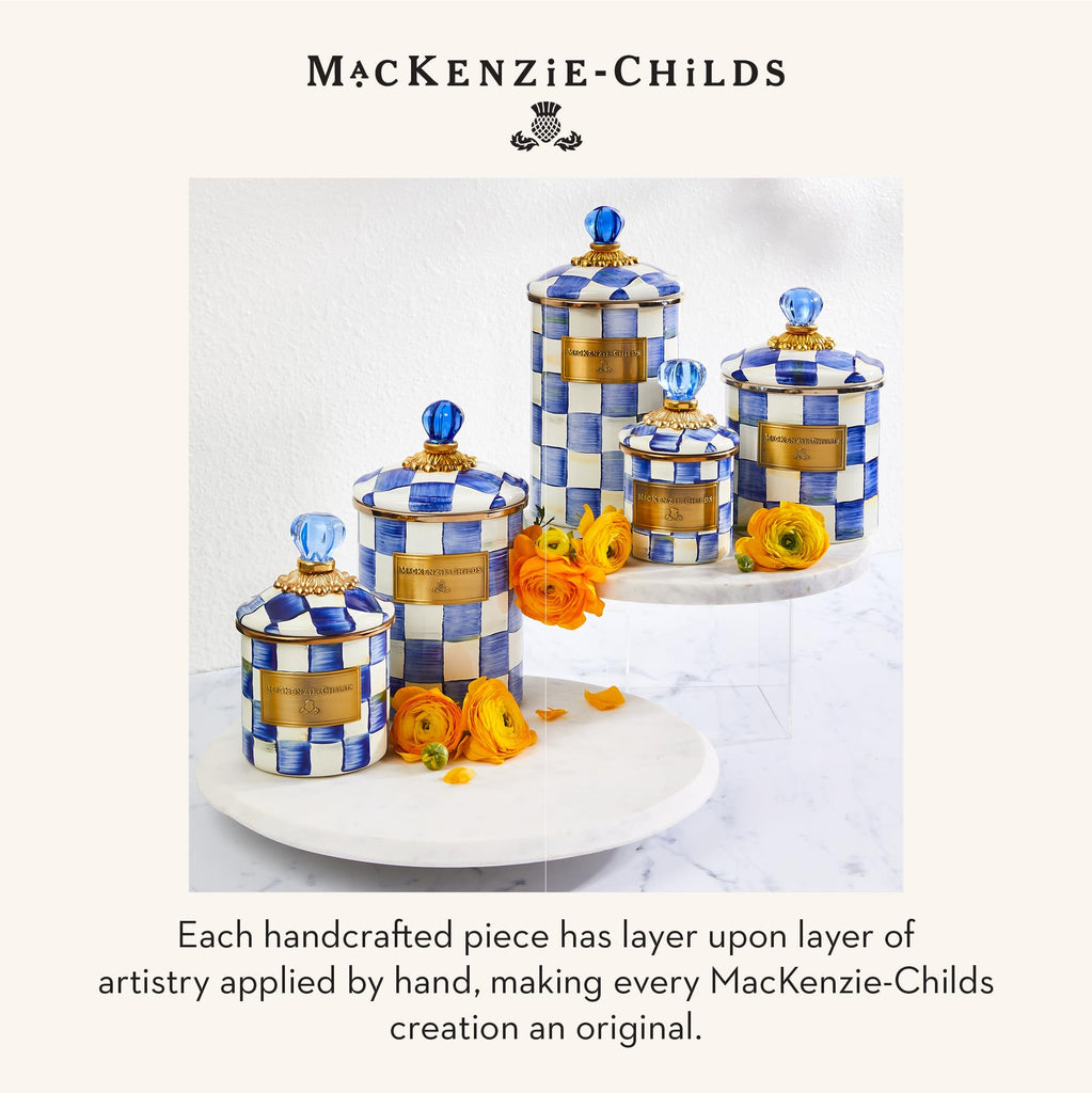 Enamel Canister Set, Blue-and-White Royal Check