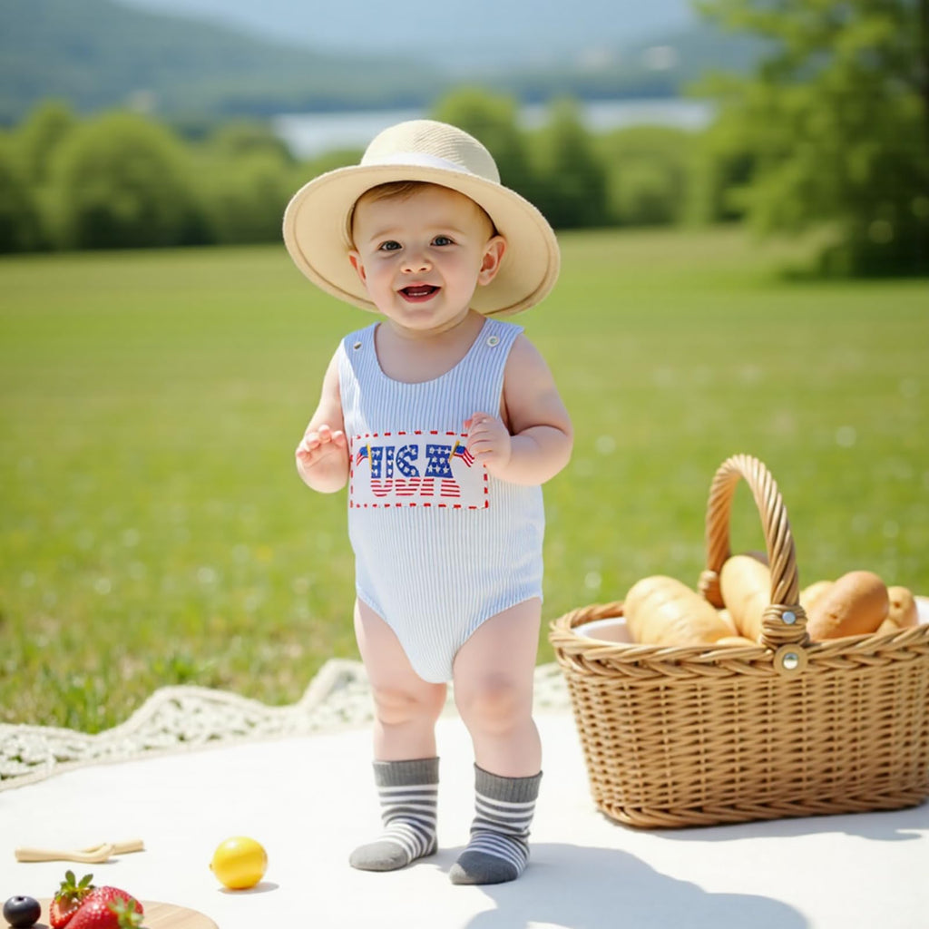 My First 4th of July Baby Girl Outfit American Flag Sleeveless Romper Patriotic Bodysuit Cute 4th of July Baby Boy