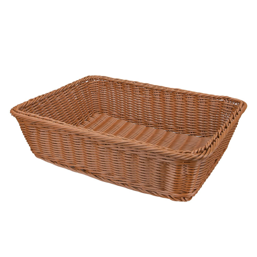 3 Pack Imitation Rattan Woven Bread Baskets, 11.8 x 7.8 Inch Plastic Wicker Fruit Baskets for Food Serving
