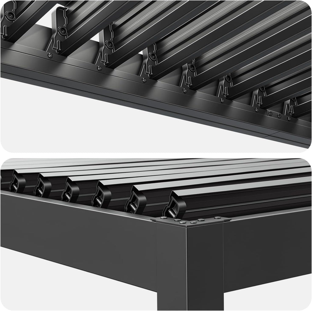 Louvered Pergola 10x12, Outdoor Rustproof Shelter with Adjustable Roof