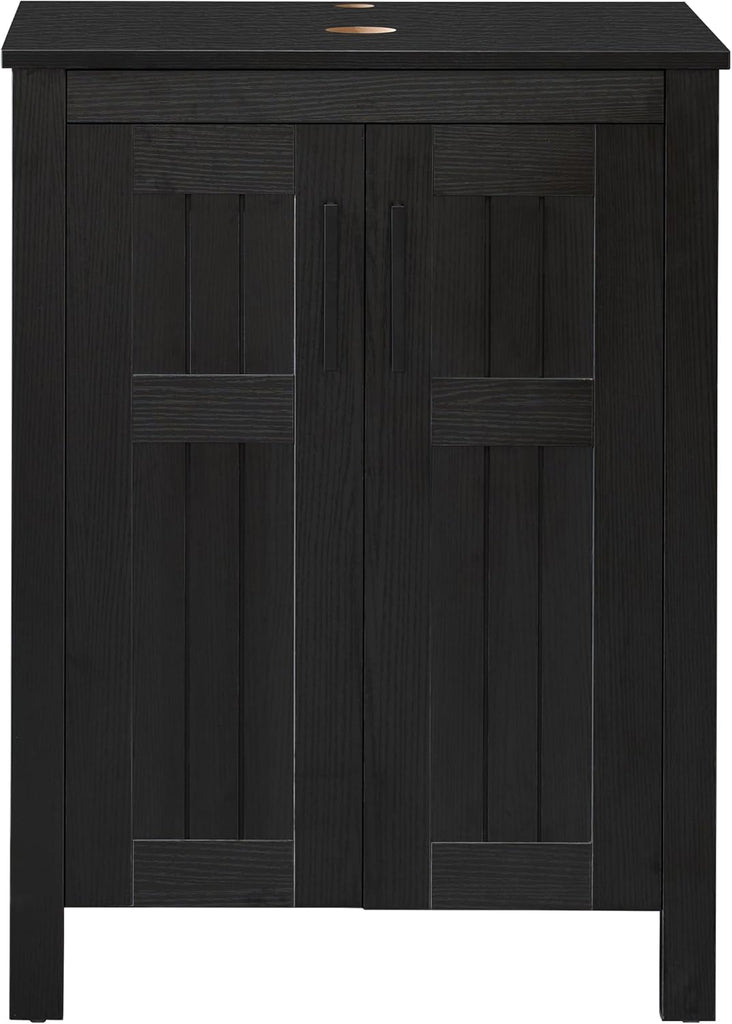 UEV Black 24" Bathroom Vanity Without Sink,Modern Freestanding Sink Cabinet,Stylish Bathroom Vanity Cabinet,Grooved