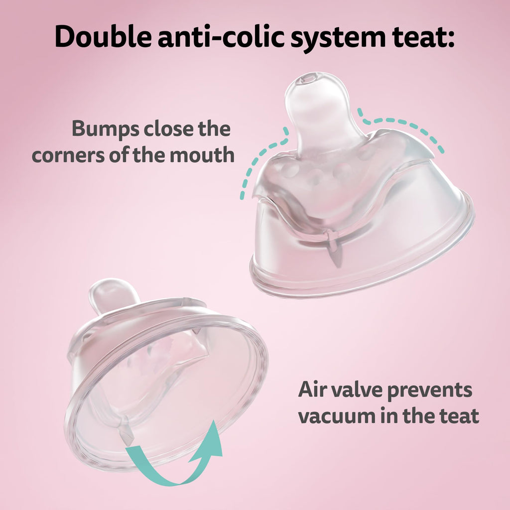 Anti-Colic Baby Bottles 5 oz / 140 ml - Pack of 3 Newborn Baby Bottles, Slow Flow Plastic Bottles, Breast-Shaped Teat