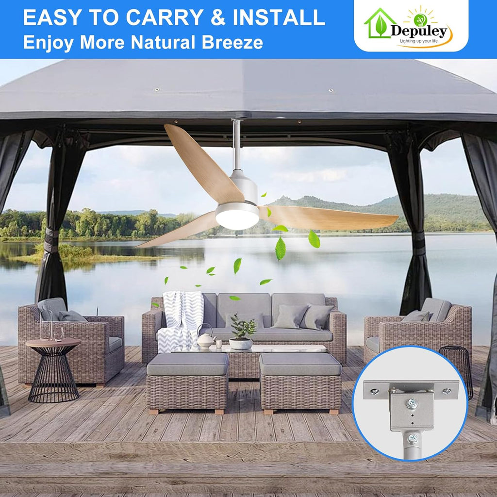 52 Inch Nickel Waterproof Gazebo Fans with Lights Outdoor Hanging - Plug in Remote App Control for Patio Indoor Farmhouse Porch - 6 Speed Reversible DC Motor A101-B0F4NPVQK4