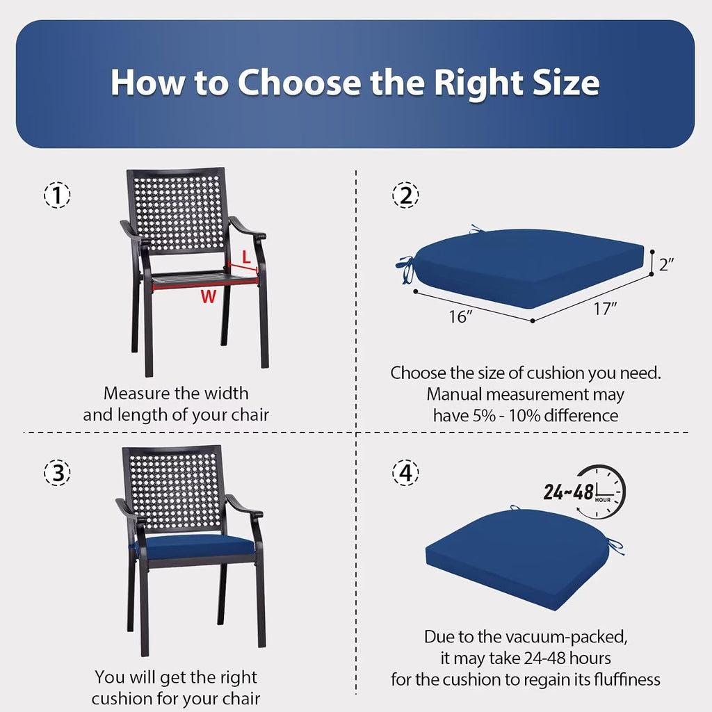 Outdoor Chair Cushions Set of 4, 17 x 16 Inch Patio Chair Cushions for Outdoor Furniture, Water Resistant, Non-Slip