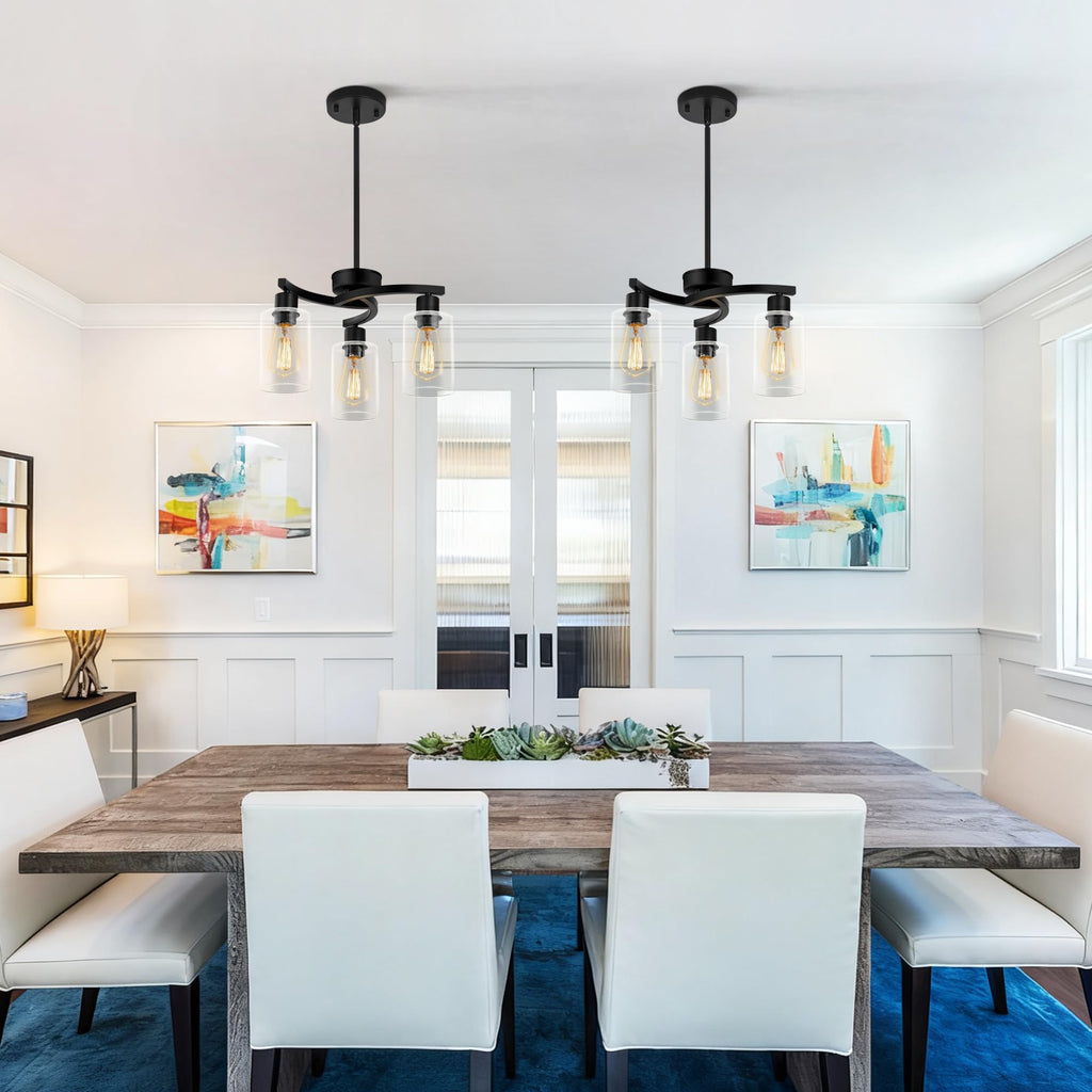 3-Light Modern Farmhouse Chandelier Light Fixtures, 16.5" Black Kitchen Island Pendant Lighting, Adjustable Hanging