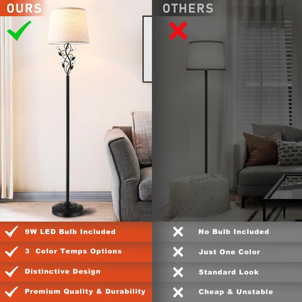 65'' Floor Lamp, Farmhouse Standing Lamp, Black