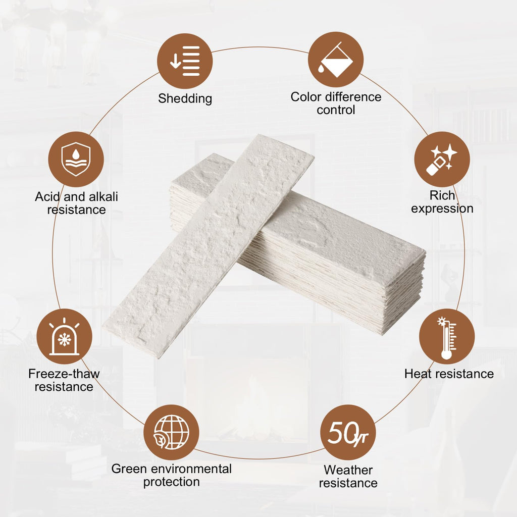 100 Pcs Faux Thin Brick 3D Wall Tiles Veneers, 14 Sq.ft, Realistic Brick Texture and Lightweight, Suitable for