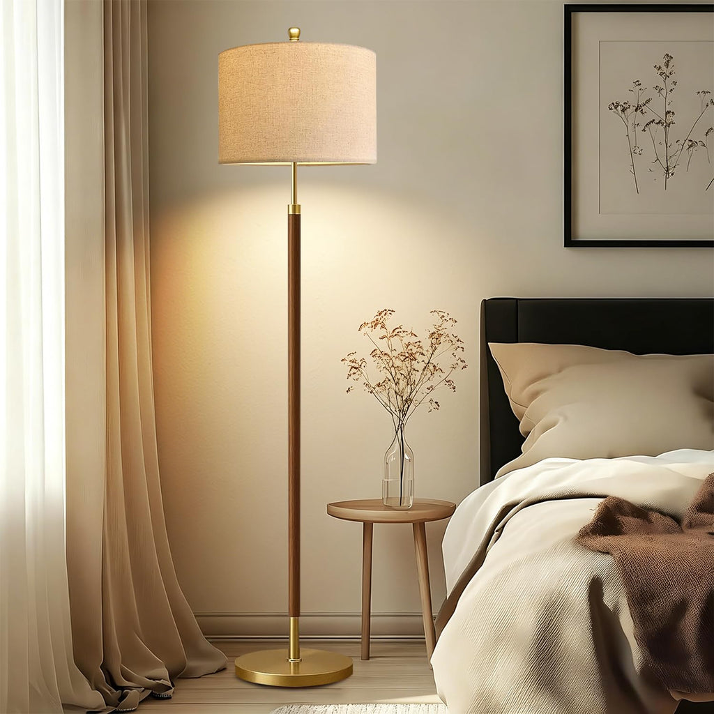 Wood Floor Lamps Farmhouse Floor Lamp with Remote Control,Dimmable Vintage Floor Lamp Mid Century Modern Standing