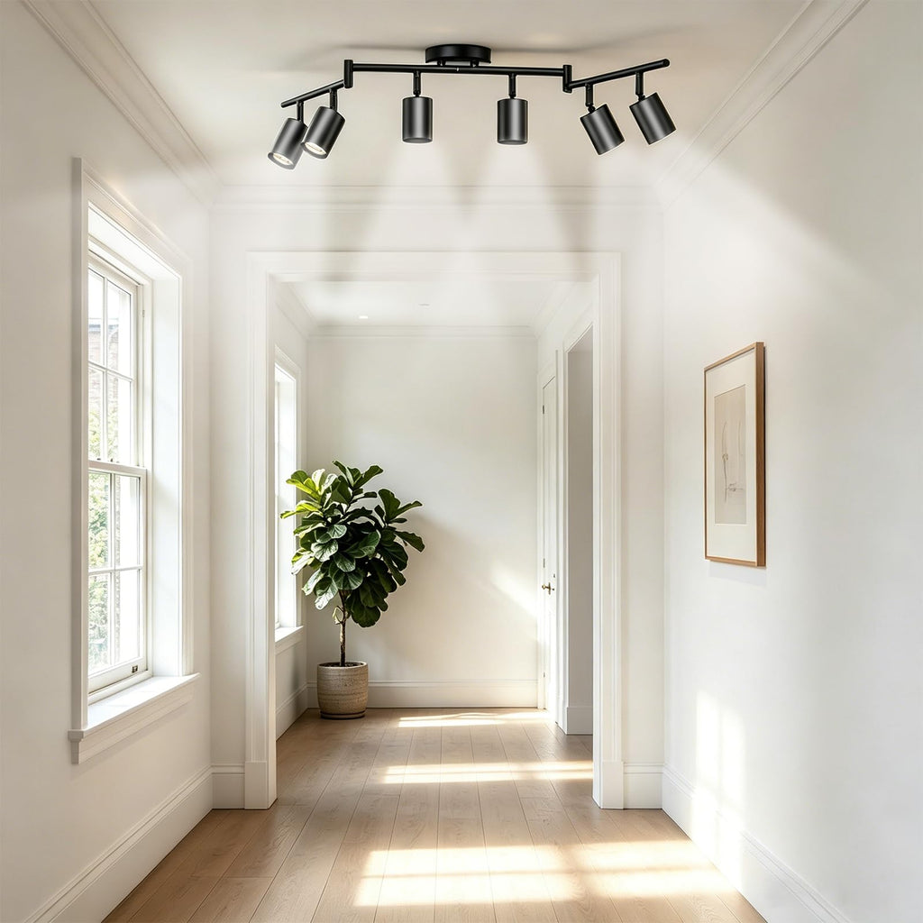 6 Light Track Lighting Kit, 48" 6 Way Ceiling Spotlights Fixture