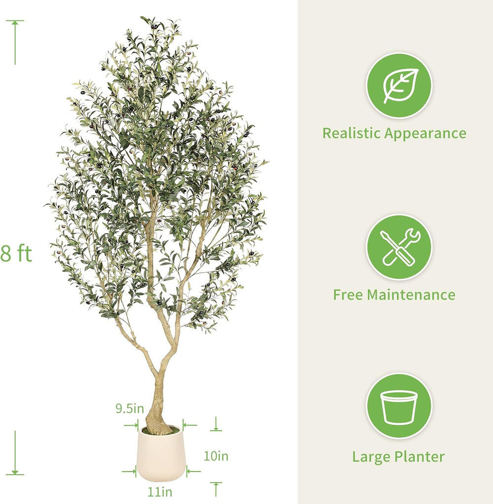 8ft Faux Olive Tree with Tall Exquisite Planter