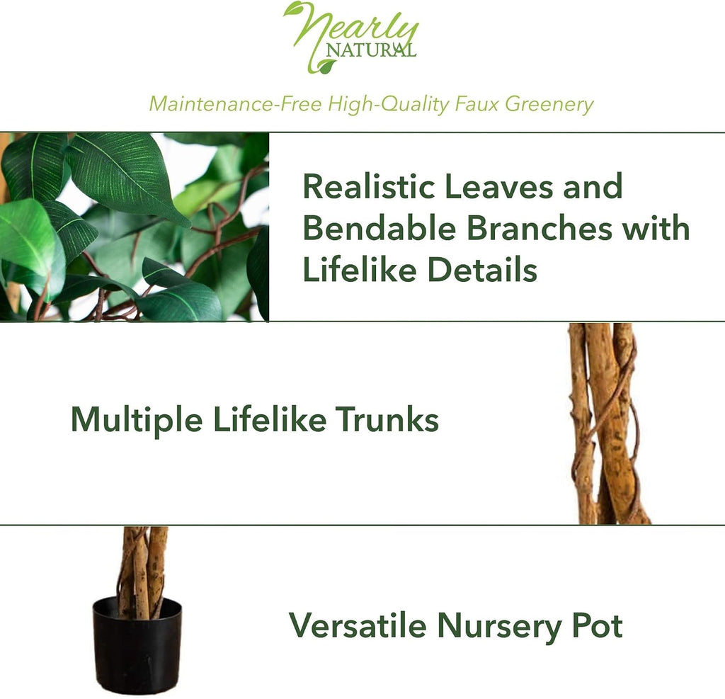 10 ft Artificial Ficus Tree Planter Floor Plant