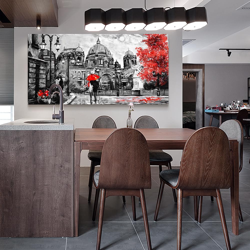 Wall Wall Decor Office Decoration Black And White Street Scene Watercolor Wall Painting Romantic Lover Canvas Print