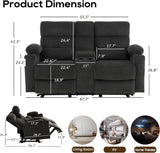 Home Theater Seating Loveseat Recliner Sofa, Power Reclining Couch with Massage & Heat, USB Charging Port