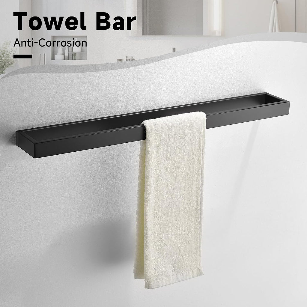 Black Towel Bar Set, 5-Pieces Bathroom Hardware Set,23.6 Inch Towel Rack Set Stainless Steel Towel Holder Set
