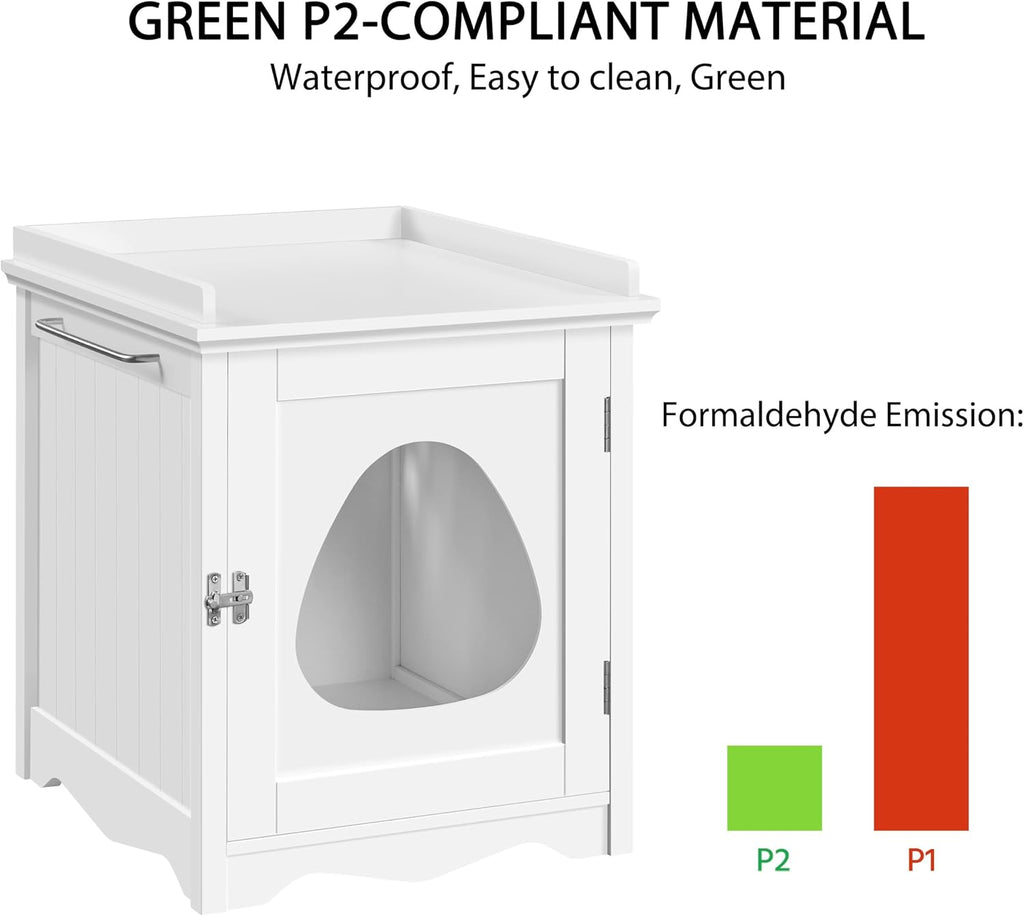 Cat Litter Box Enclosure, Hidden Litter Box Furniture with Multiple Air Vents, Wooden Storage Cabinet