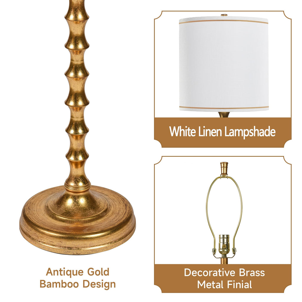 64.5" Gold Floor Lamp, Antique Gold Floor Lamps
