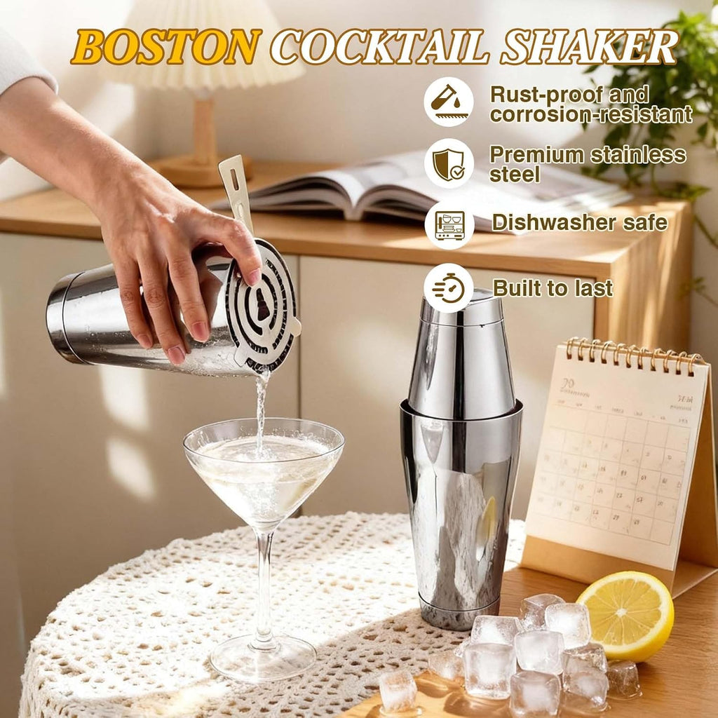 Cocktail Shaker Set,Boston Shaker Drink Shaker Bartending Kit - Set of 15