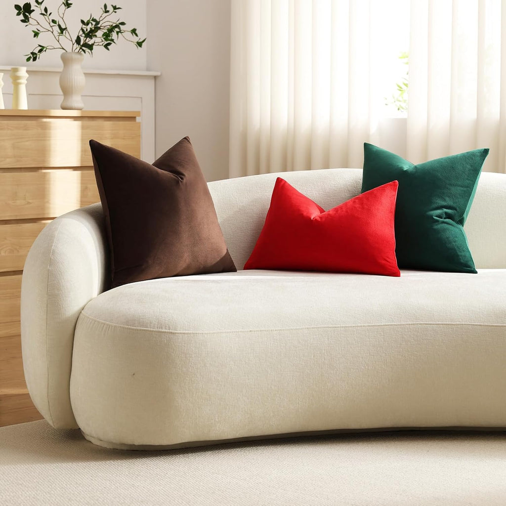 Throw Pillow Covers 18x18 Chocolate Brown: Pack of 2 Cozy Soft Velvet Square Modern Luxury Decorative Throw Pillow Cases