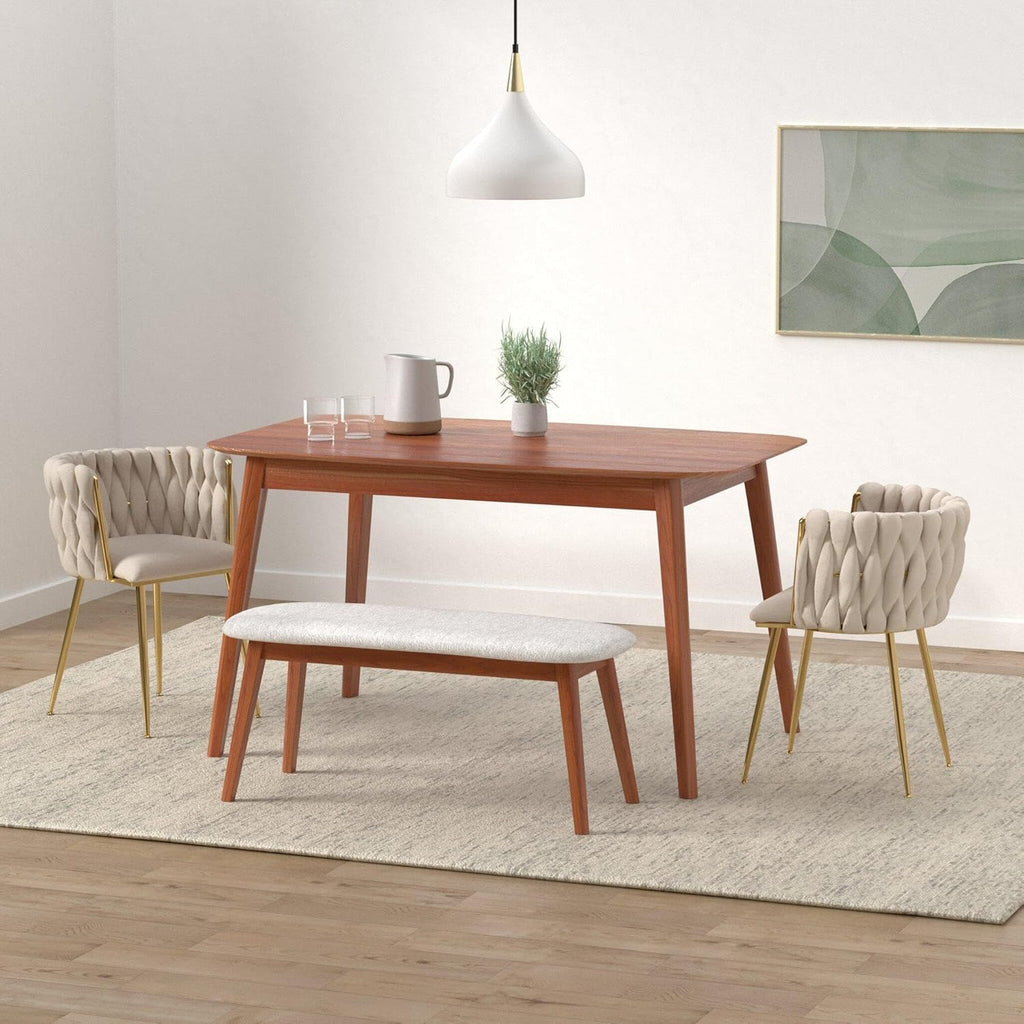 Modern Velvet Dining Chairs Set of 2 Hand Weaving Accent Chairs Living Room Chairs Upholstered Side Chair with Golden