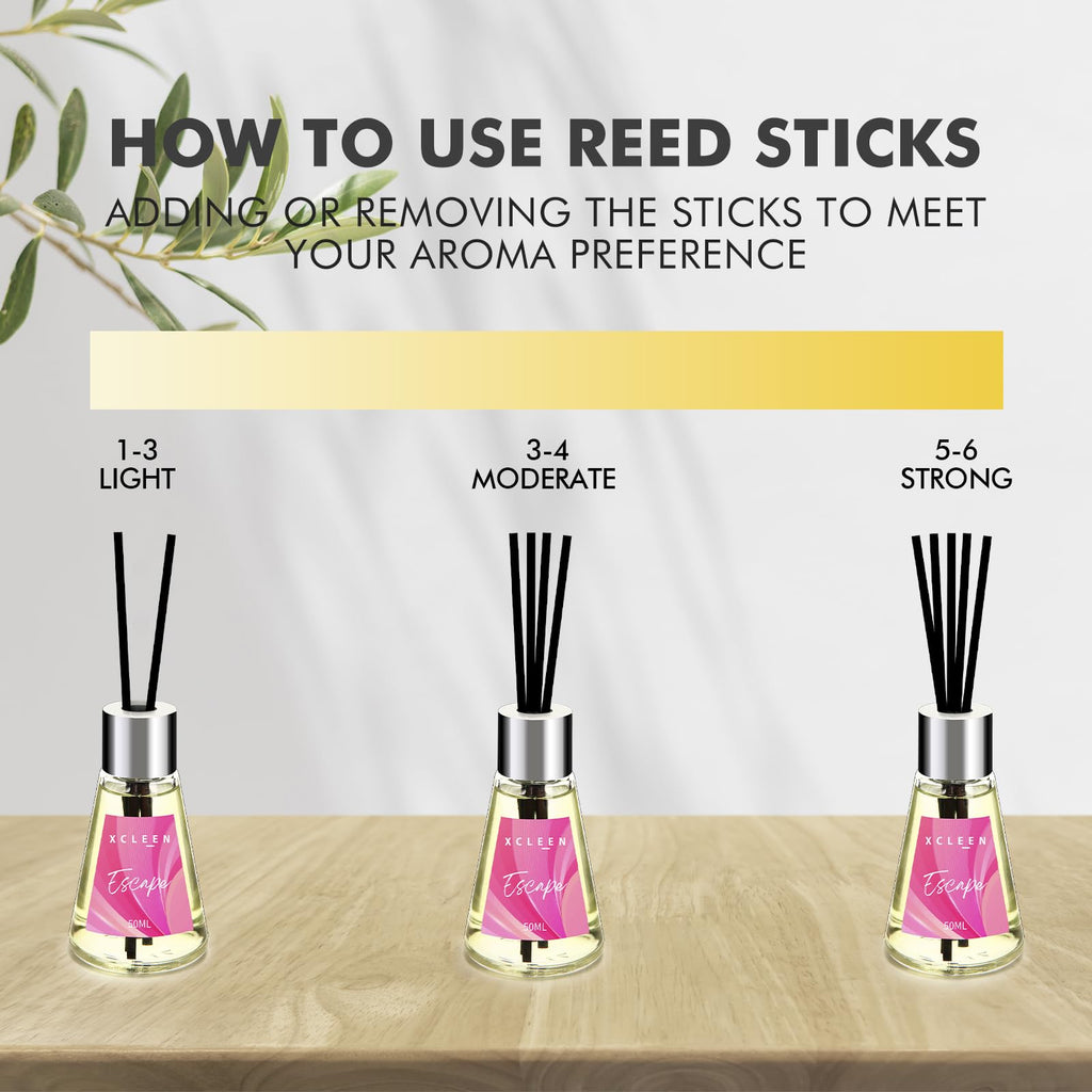 3 Pack Reed Diffuser, Scented Oil Diffuser with 15 Sticks, Escape/Vanilla/Moroccan Amber, Air Freshener, Holiday