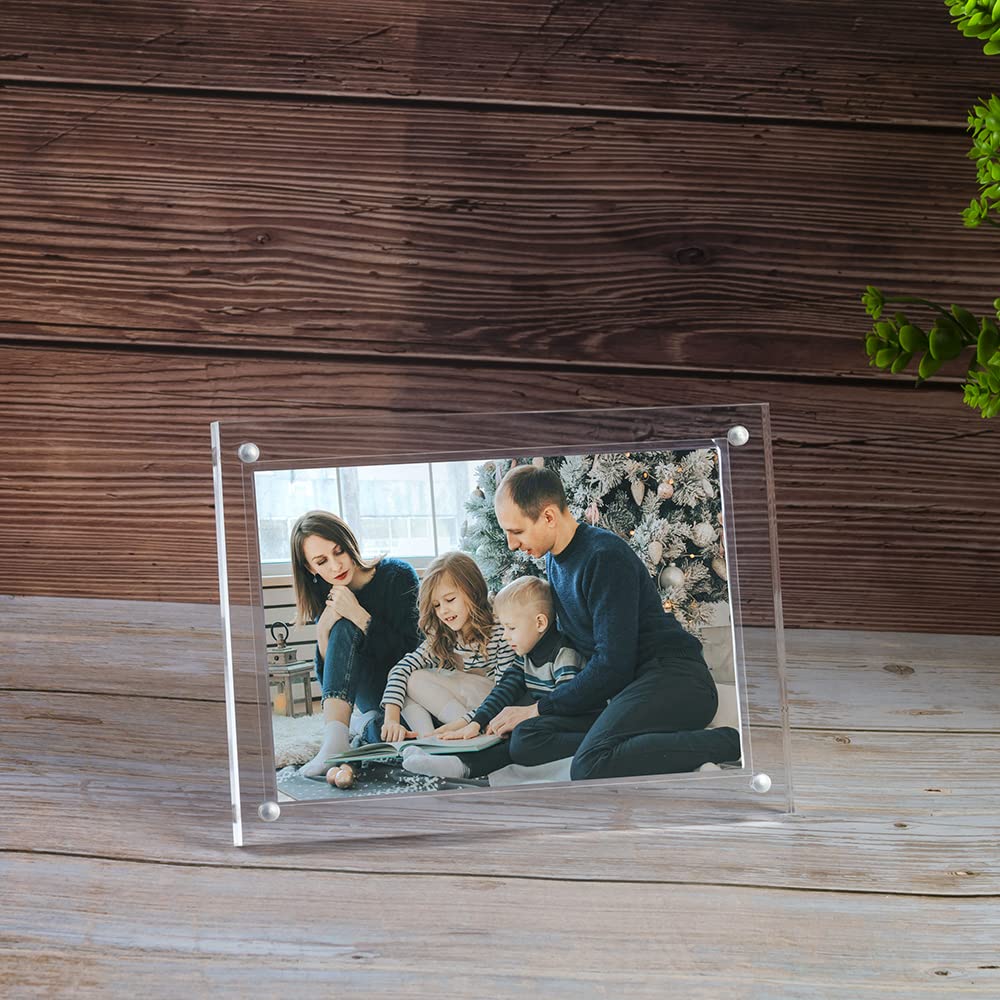 5x7 Acrylic Picture Frame, 5 Pack Clear Magnetic Picture Frame Desktop Display with Photo Frame Support Stand Best