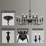 15 Light Black Farmhouse Chandeliers for Dining Room Light Fixtures Over Table, Vintage Candle Large Chandelier for Living Room Foyer Staircase Restaurant Showroom Villa A109-B0DFM6BPLQ