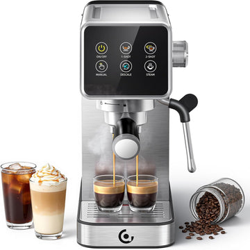 20 Bar Home Espresso Coffee Machine | LED Touchscreen, Built-in Milk Frother, Self-Cleaning Function, Makes Latte &