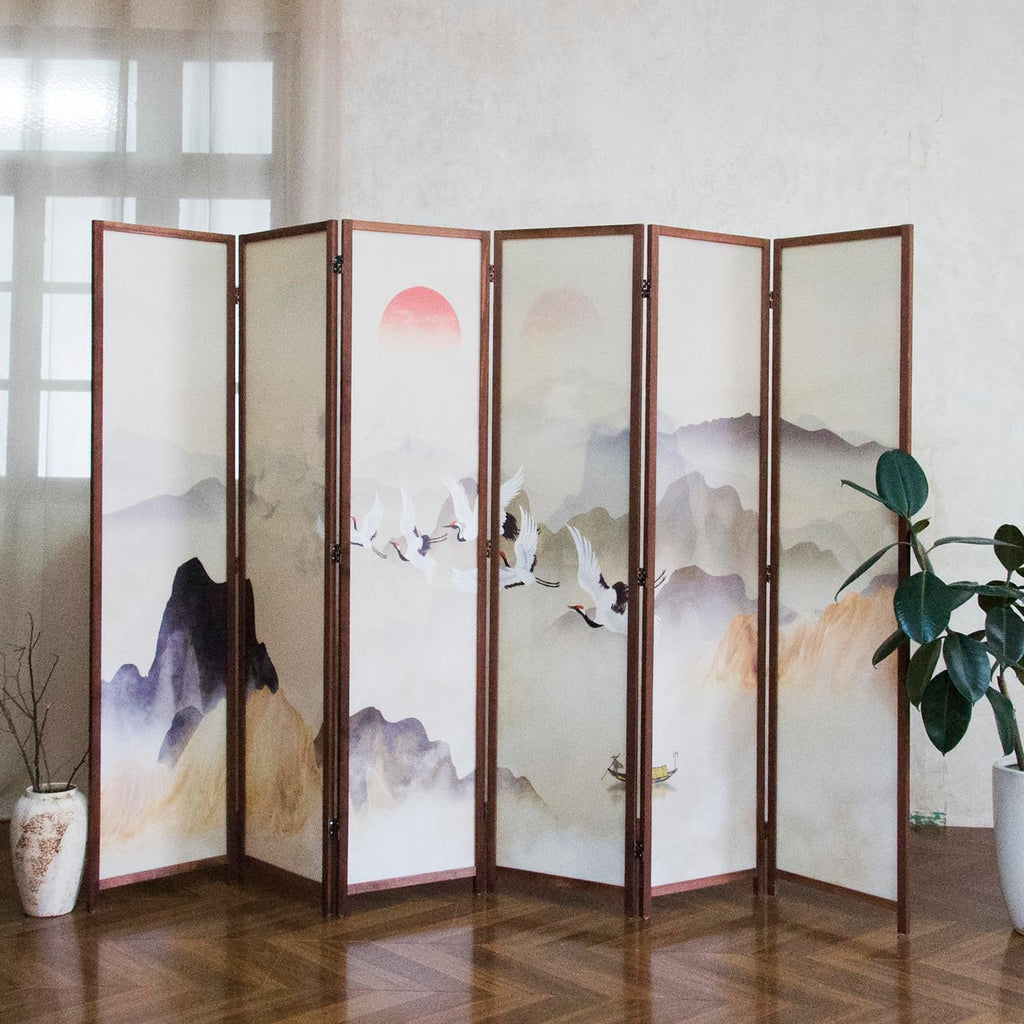 6 Panel Room Divider, 5.6 ft Tall Blackout Folding Privacy Screen - Double-Sided Freestanding Partition Wall with