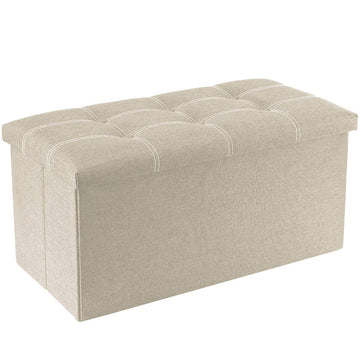 Ottoman with Storage, 30" Storage Ottoman Bench, Linen Beige