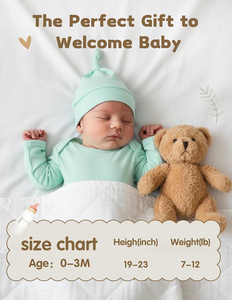 Newborn Knotted Gown 2Pack, Soft Breathable Baby Sleep Gown for Boys Girls, Infant Baby Coming Home Hospital Outfit