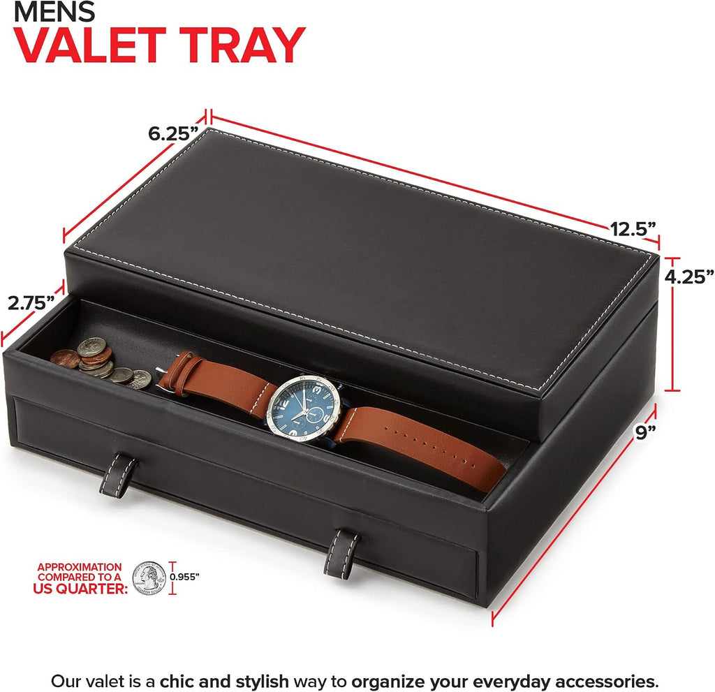 Mens Valet Tray, Men's Jewelry Box, Night Stand Organizers and Storage, Bedside Table Organizer, Watch Box